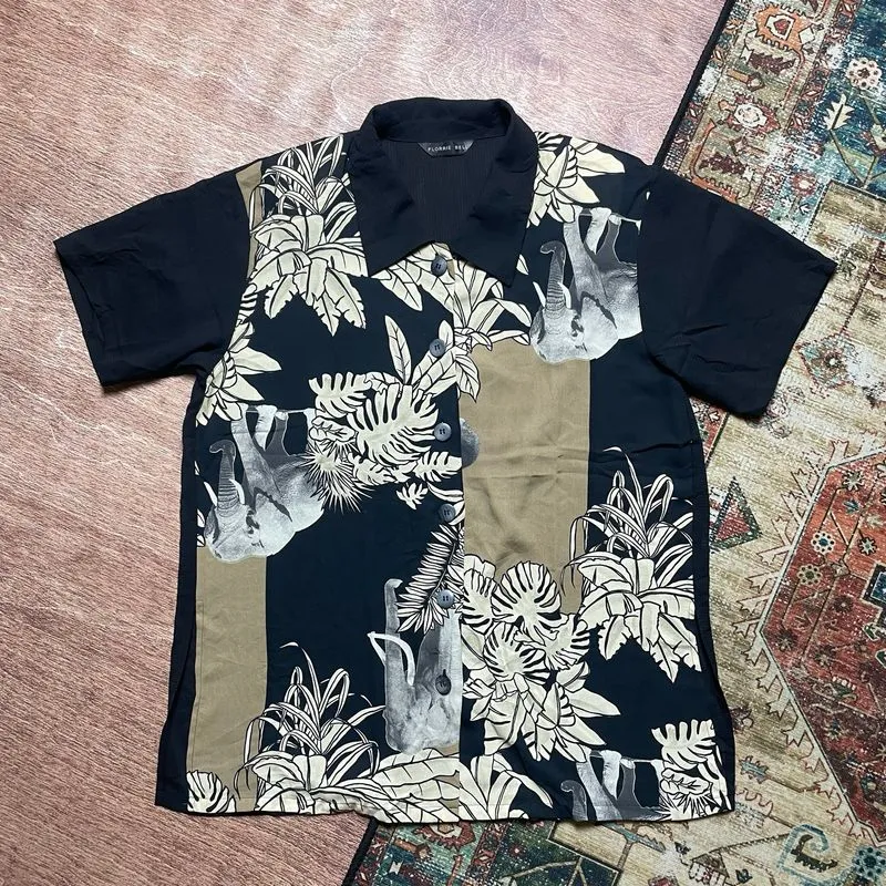 Floral Shirt Elephant Thailand Kemeja Hawaiian photo 1