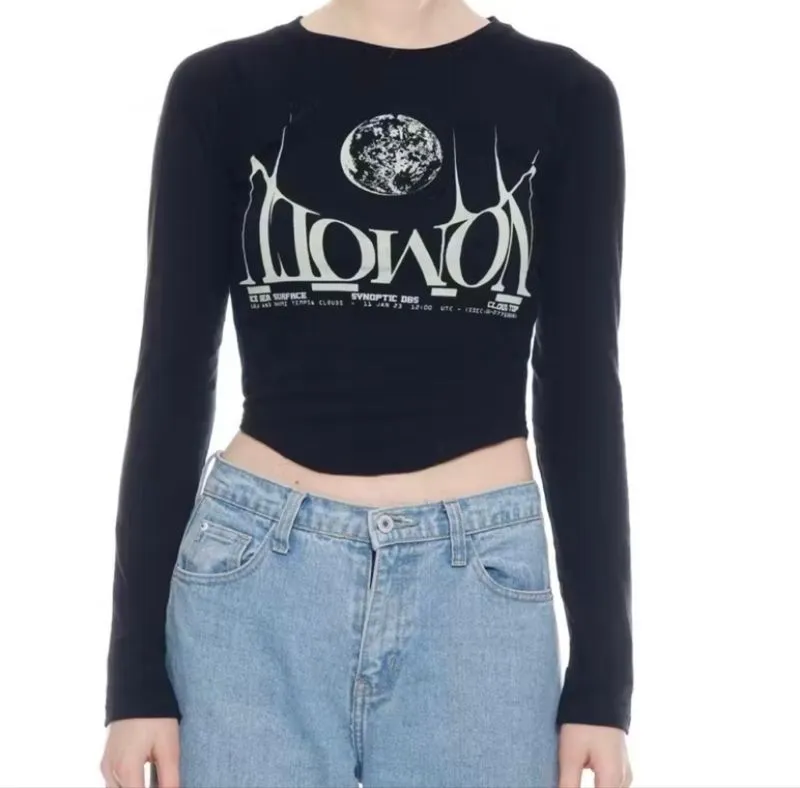 Crop Top Long Sleeve Kaos Wanita  photo 1