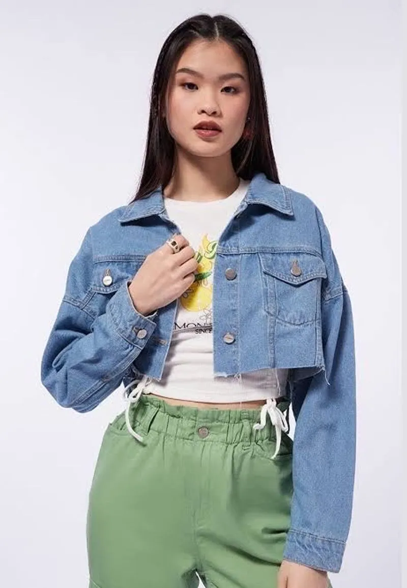 Streetwear Casual Denim jacket Wanita blue photo 1
