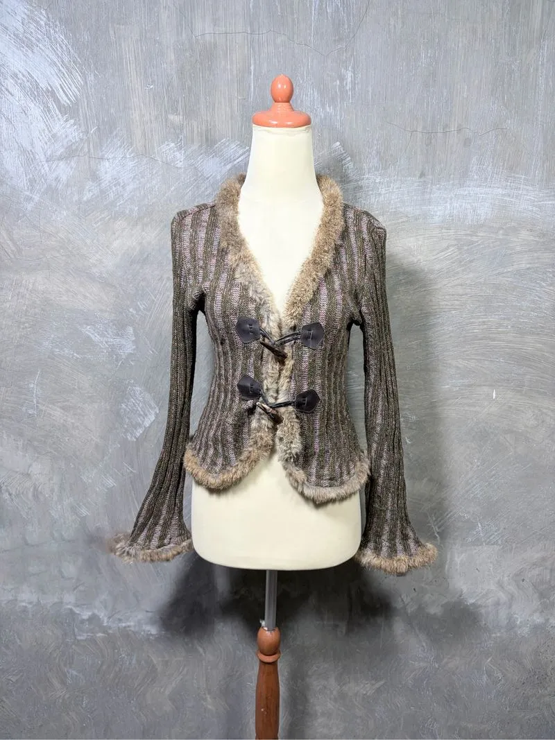 Y2K Women Japanese Fur Knitwear Tops photo 1