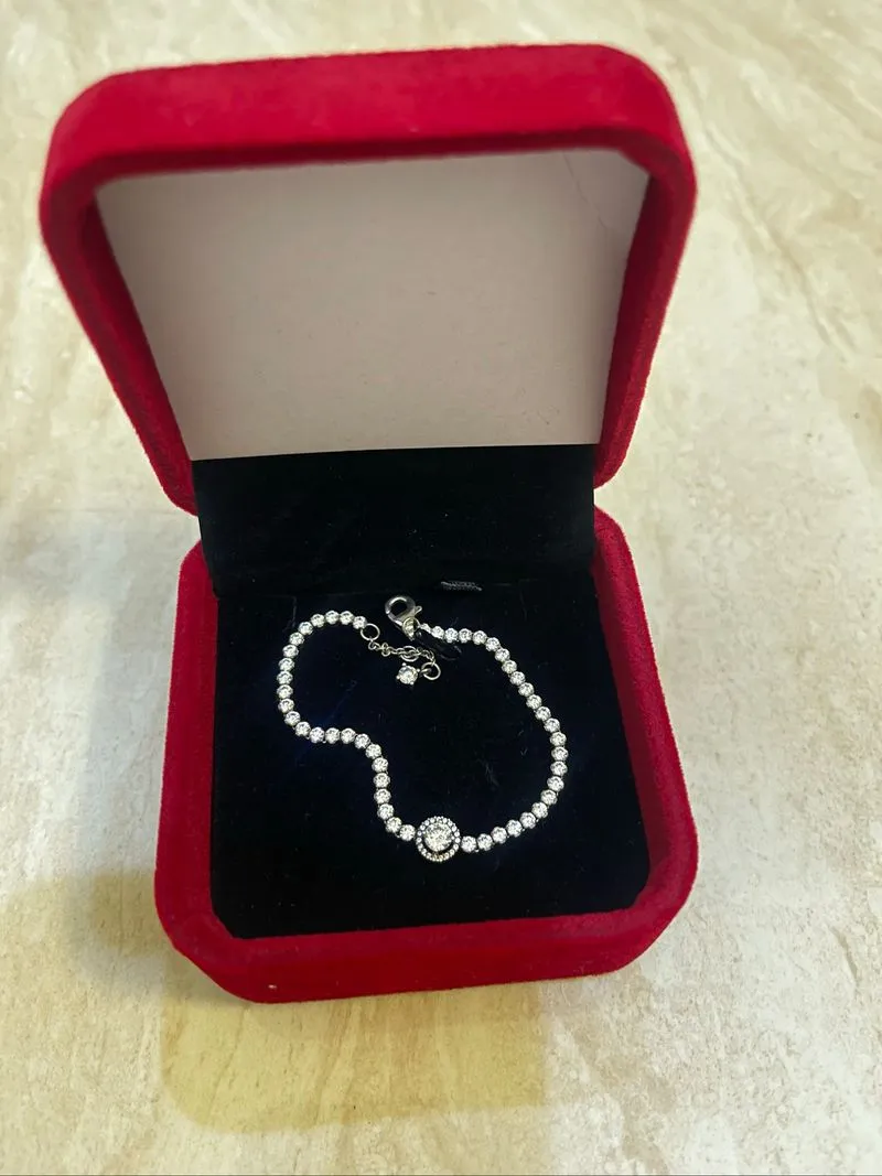 Pandora Sparkling Halo Tennis Non-Charm Bracelets Sterling S photo 1