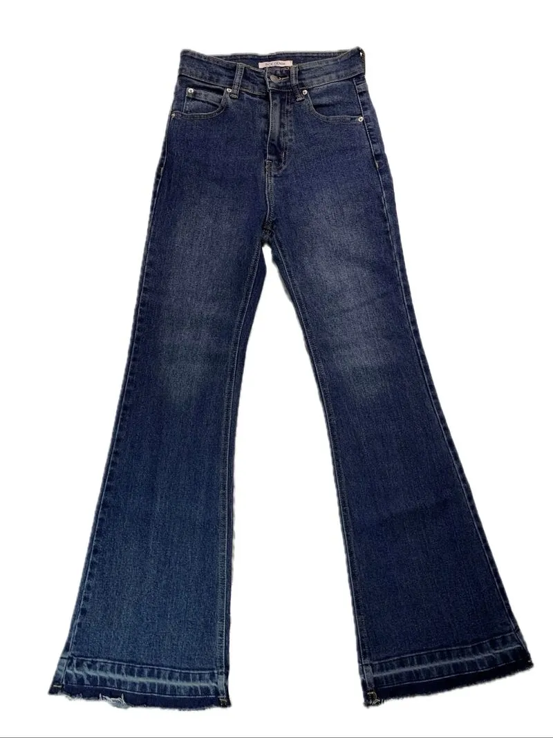 high waist flare jeans dark blue wash cutbray highwaist rise photo 1
