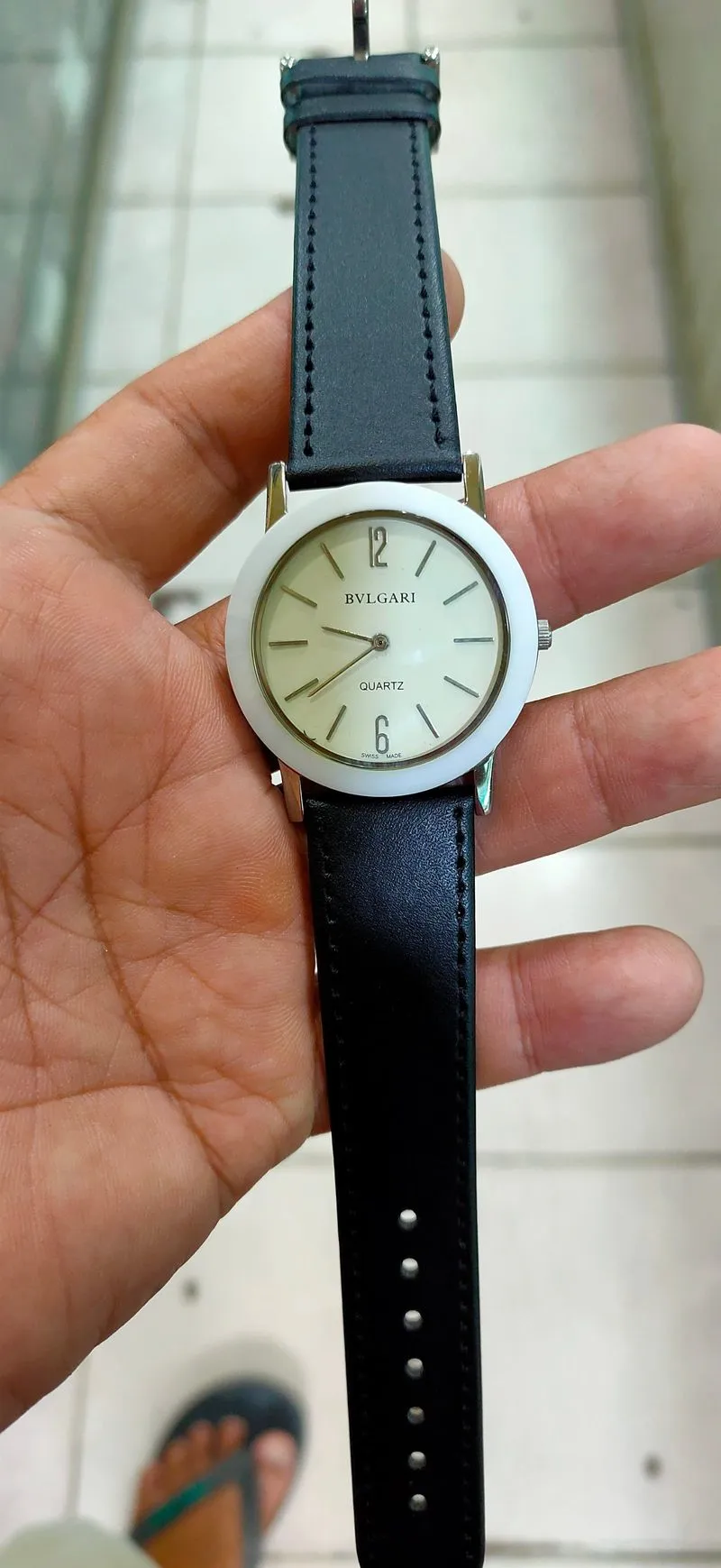 Jam tangan bvlgari quartz stenlis steel diql puti photo 1