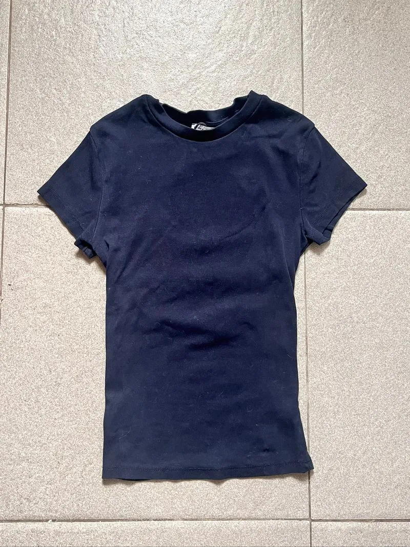 bershka tight navy-blue t shirt .𖥔 ݁ ˖ photo 1