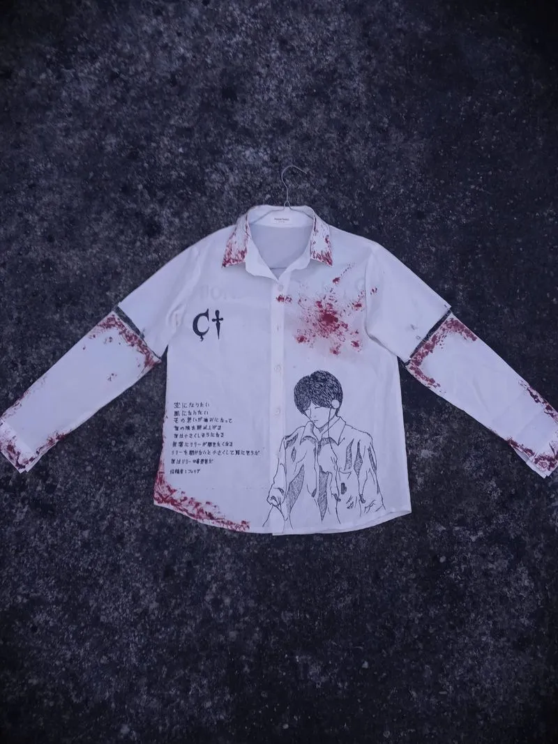 costum handpainting lily chou-chou white shirt  photo 1