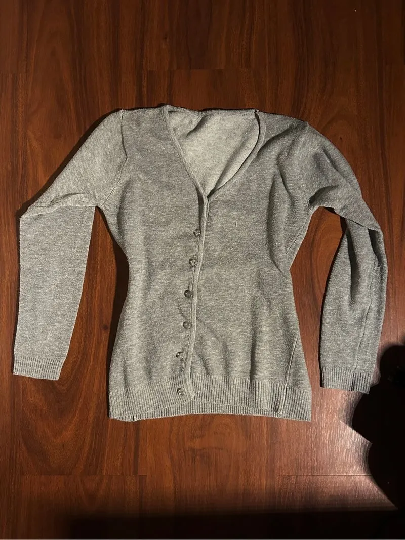 fitted grey cardigan photo 1