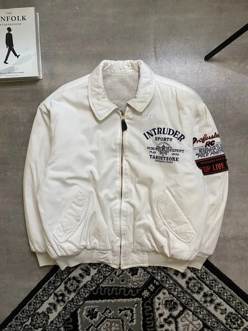 Vintage Reverseable Flight Jacket White Wmbroidery photo 1