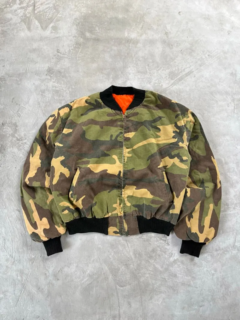 2000’s camo faded bomber zip up jacket  photo 1