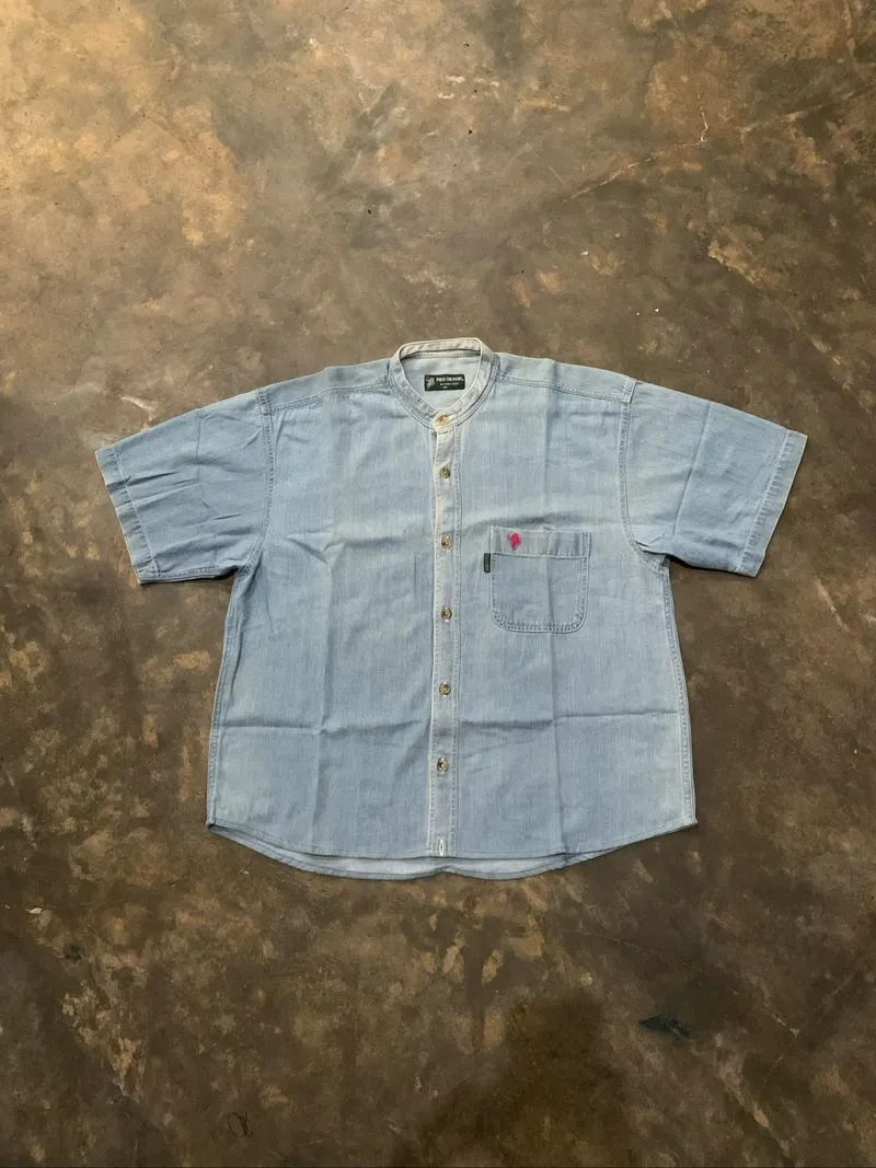 Collarless Sanghai denim shirt polo country photo 1