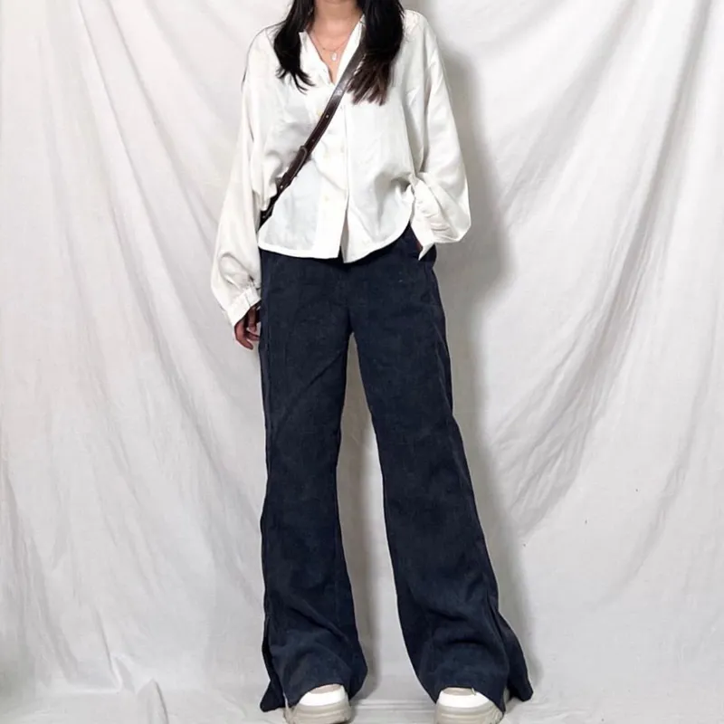 Y2K Casual Flare pants Wanita navy photo 1