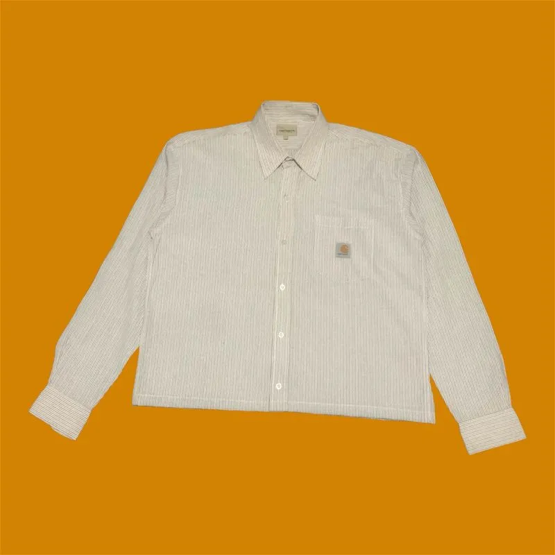 #1 Carhartt Boxy Cropped Long Sleeve streepes Shirt vintage photo 1