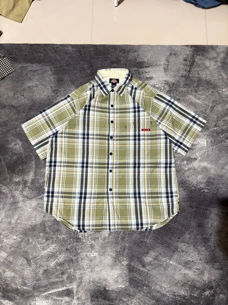 Dickies Casual Formal shirt Pria white green photo 1