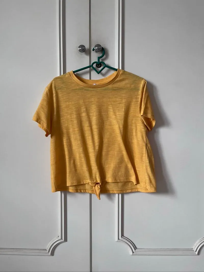 Zara kids yellow crop tee photo 1