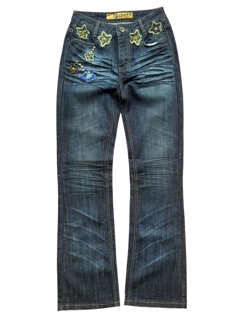 Vintage star flared wide leg bootcut denim faded jeans  photo 1