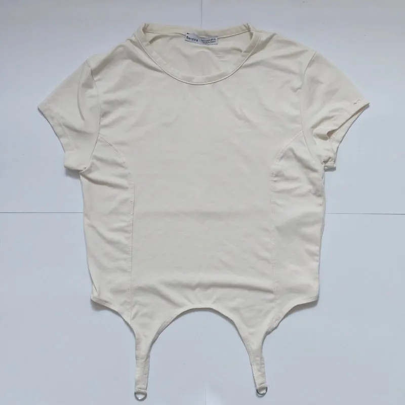 Bershka plain white tee crop top photo 1