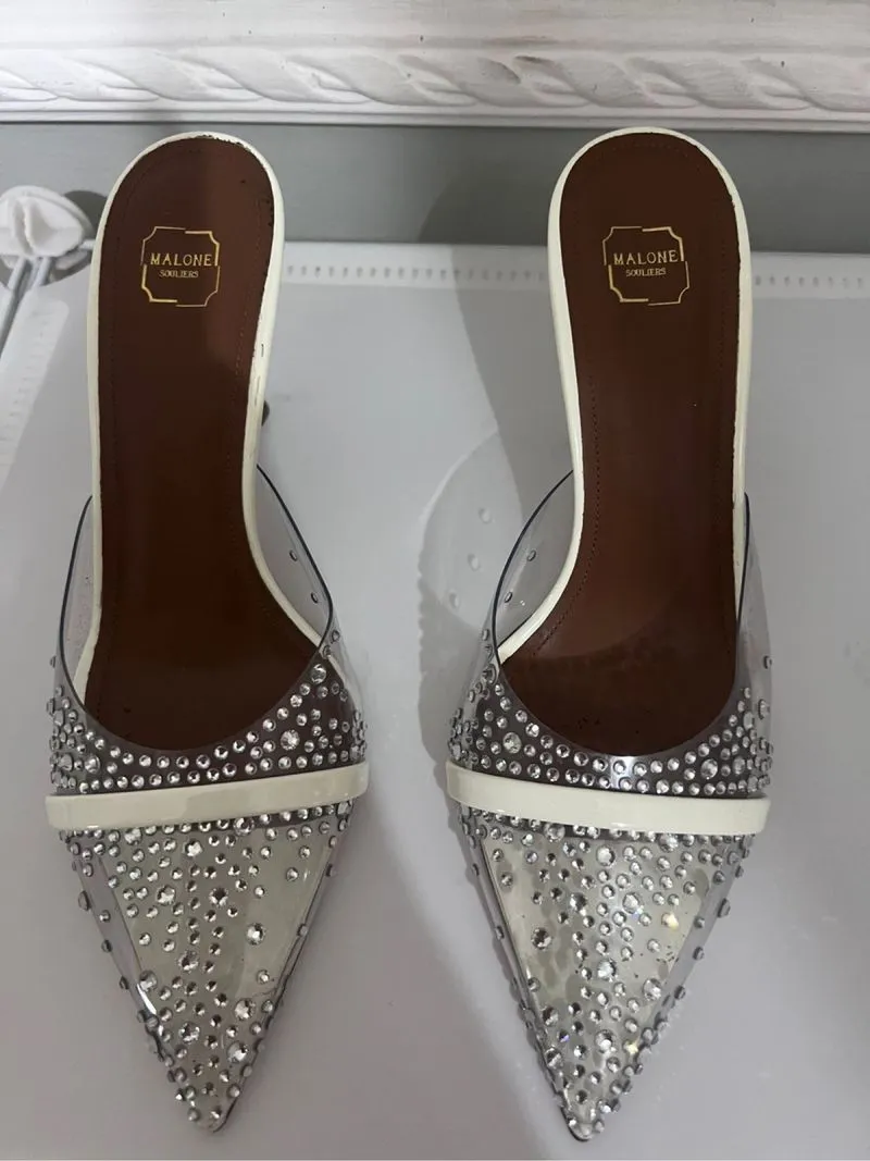 malone souliers joella crystal embellished heeled clear/whit photo 1