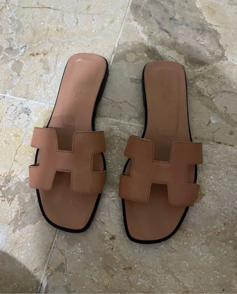 hermes sandal pink salmon photo 1