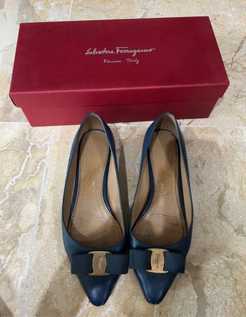 salvatore ferragamo flats blue navy photo 1