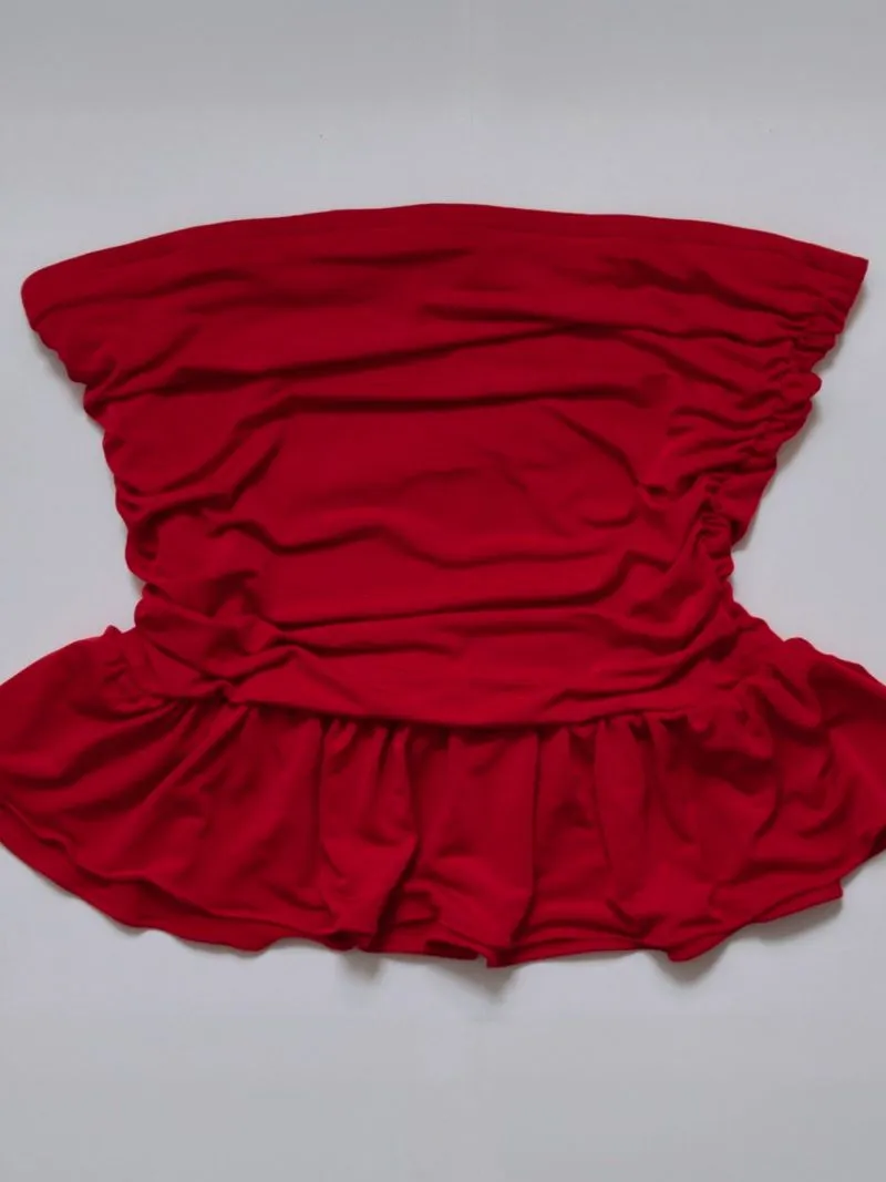 Prettybasic chilli red tube top/bandeau top photo 1