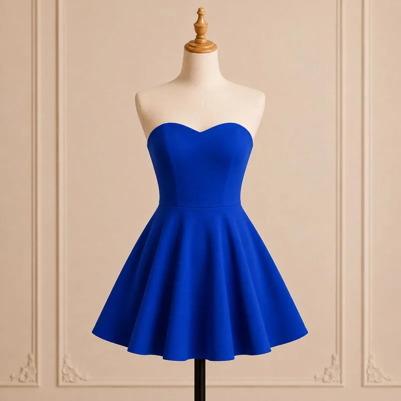 Forever 21 Dress Tube Wanita Royal Blue A-Line Back Cutout S photo 1