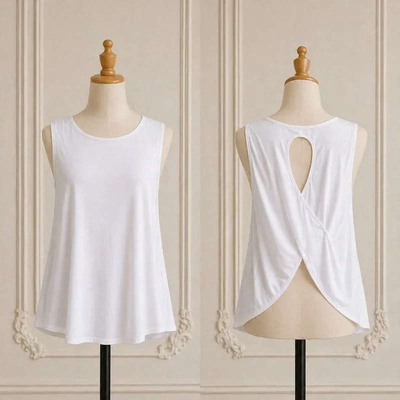 Buff Bunny Workout Top Baju Olahraga Branded Cutout Putih photo 1