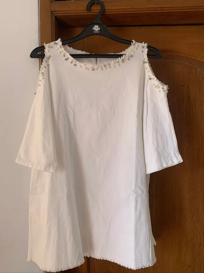 blouse putih payet mutiara photo 1