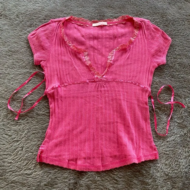 Vintage Y2K Blouse Wanita pink photo 1