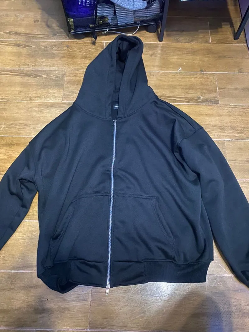 VintageClub's Boxy Double Zipper Hoodie (Black) photo 1