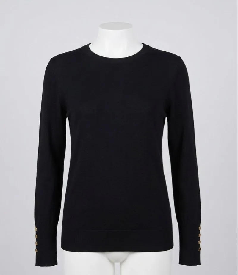ZARA black knit long-sleeved sweater featuring delicate gold photo 1