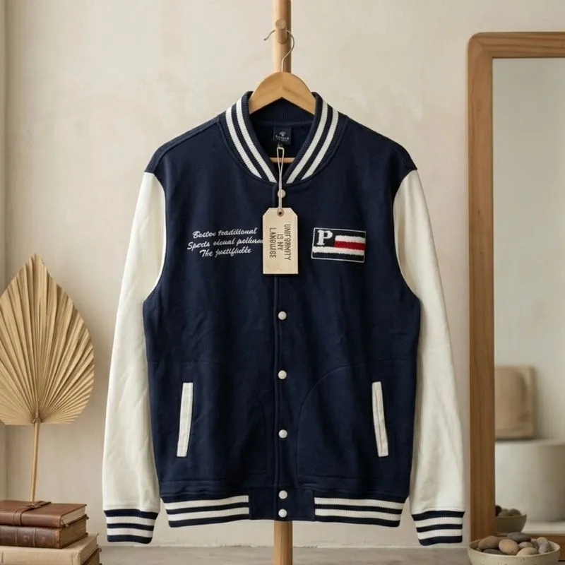 POLHAM Justifiable Cotton Eimbordery Towell Varsity Jacket photo 1