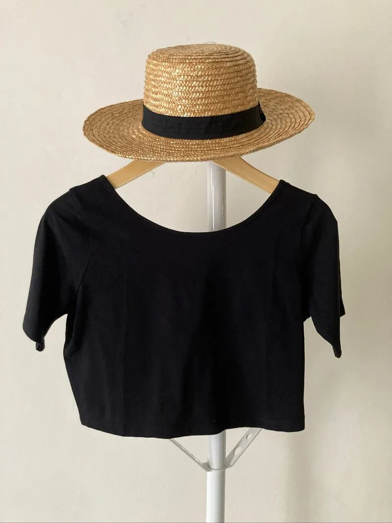 ASOS black low-back crop top NWT photo 1