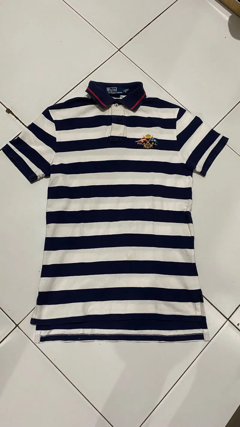 Polo Ralph Lauren Luxury Casual Polo shirt Pria white navy photo 1