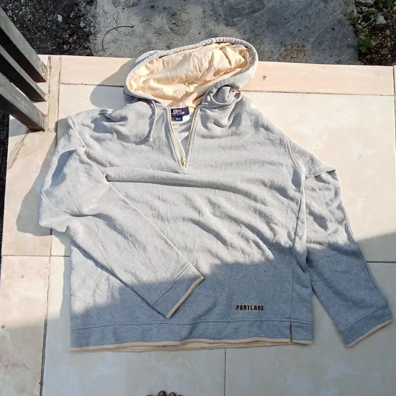 Made in USA Vintage Streetwear Hoody Pria gray cream photo 1