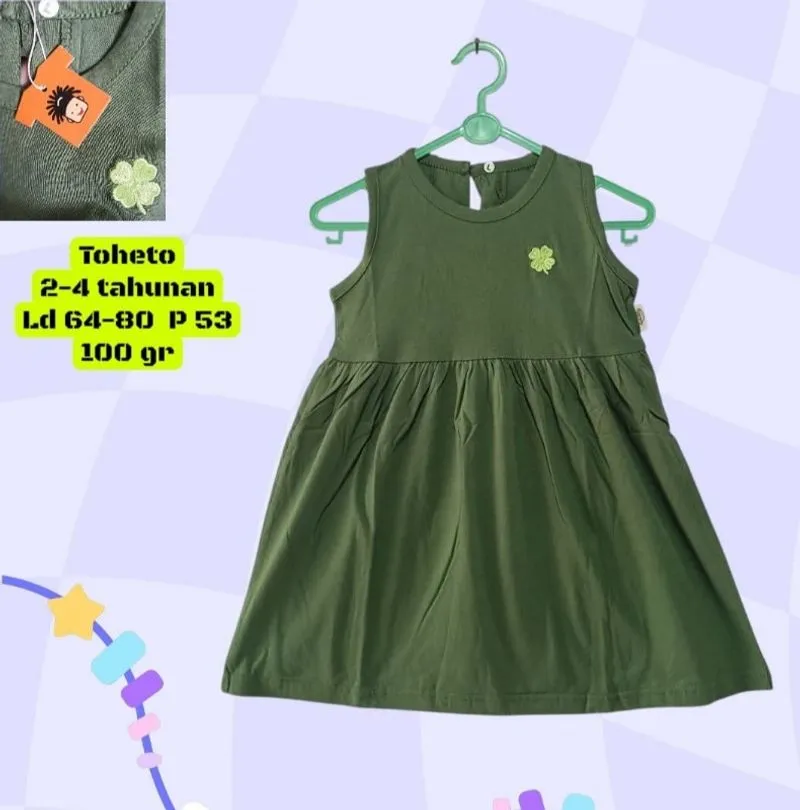 New toheto dress kaos Hijau kensi anak perempuan 2-4 tahunan photo 1