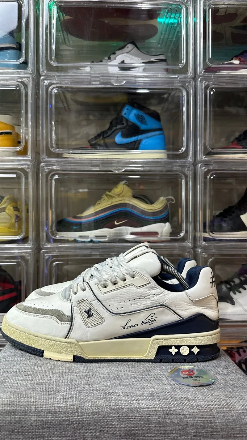 LOUIS VUITTON TRAINER SNEAKERS WHITE NAVY , LOUIS VUITTON TR photo 1