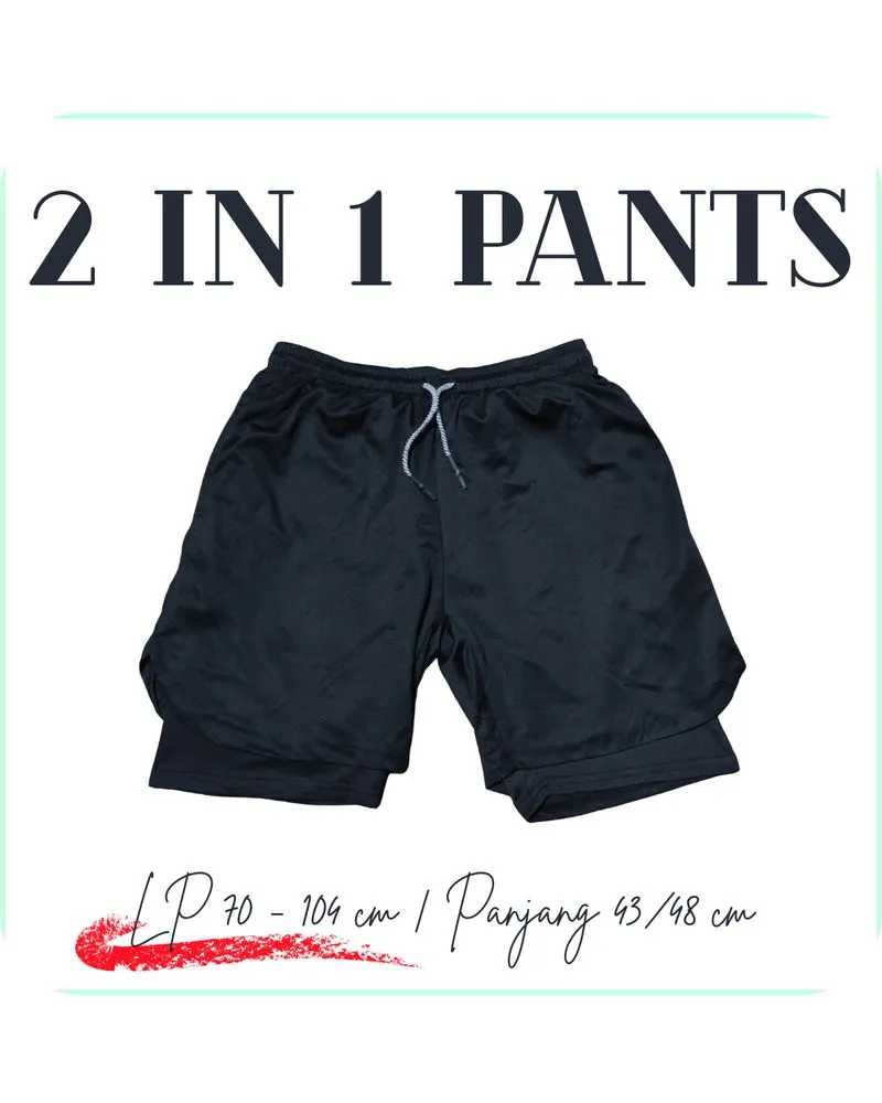 2 in 1 pants sportware | Hitam | inner Lagging photo 1