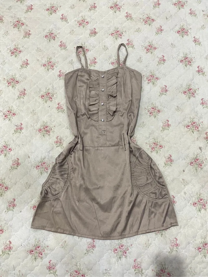 Minidress ol ruffle brown smoke coquette fairy morikei smoke photo 1