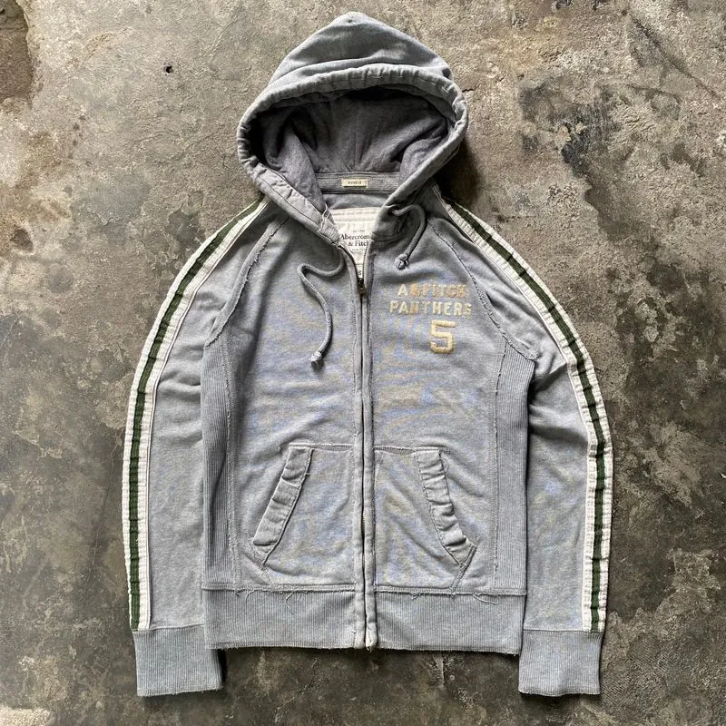 Abercrombie & Fitch Panther Side Stripe Zip Hoodie Grey photo 1