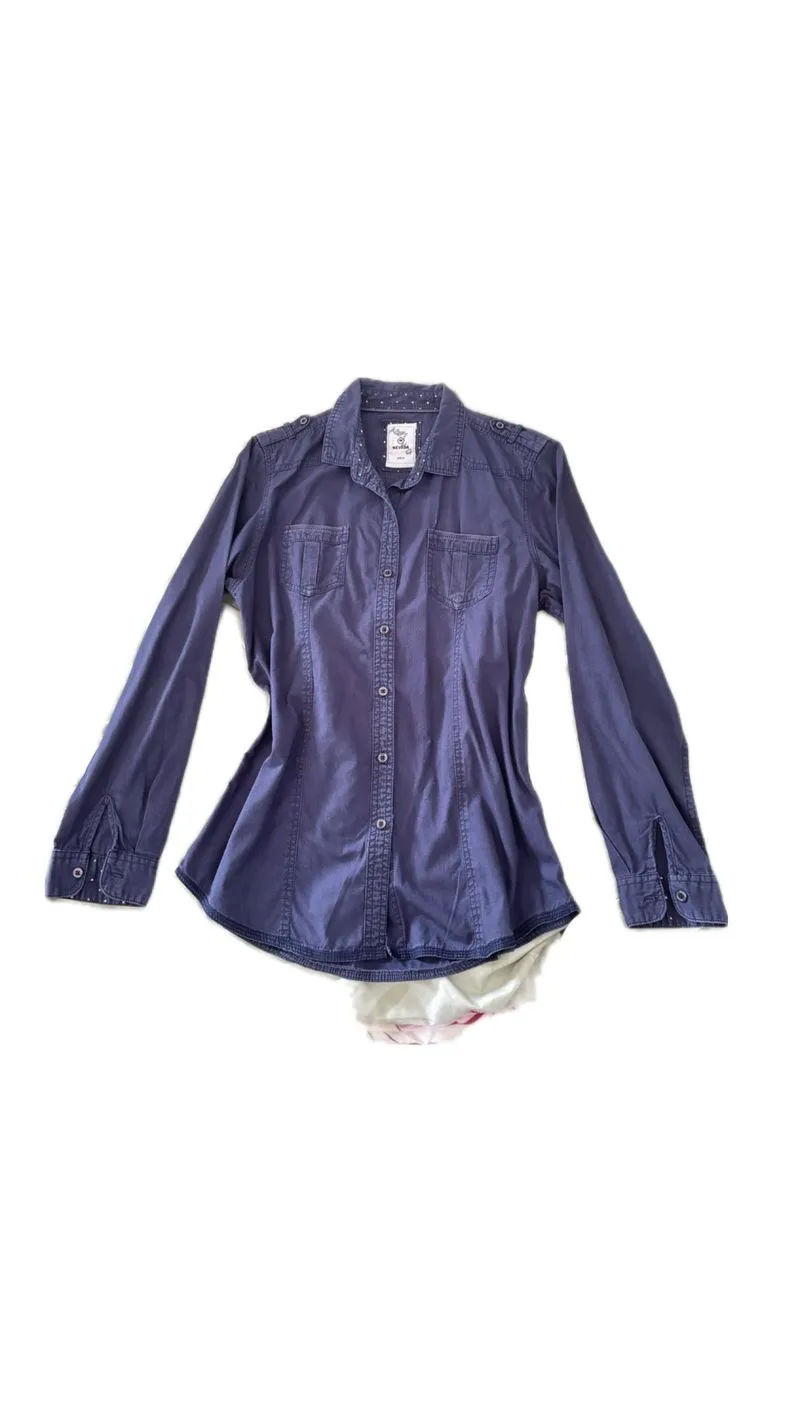 Kemeja slim fit navy birdong nevada wanita cewe size M photo 1