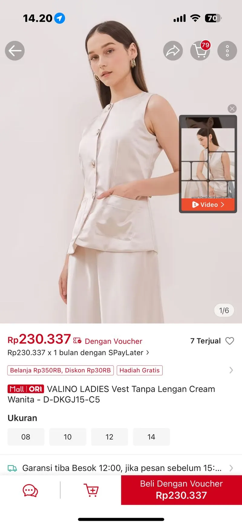VALINO LADIES Vest Tanpa Lengan Cream Wanita photo 1