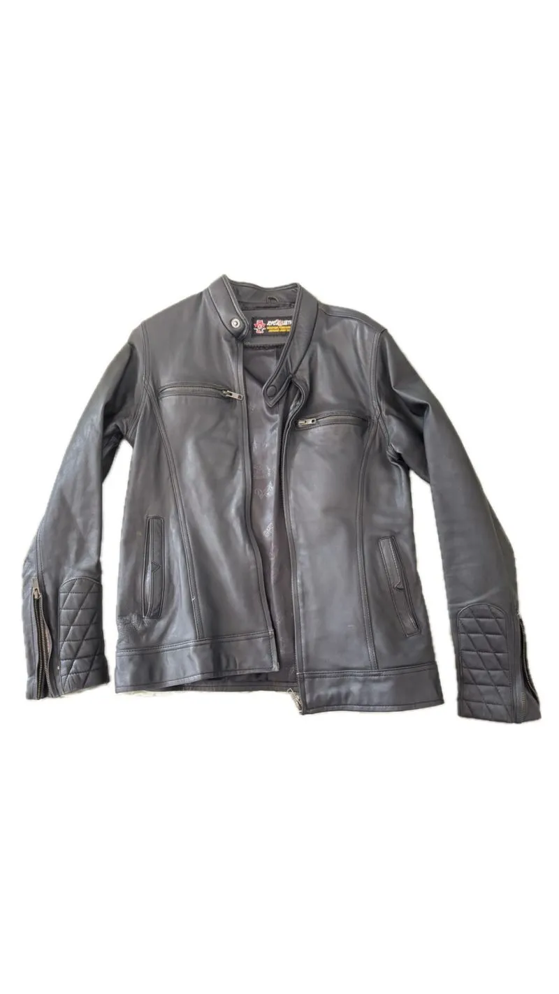 atasan jaket unisex pria wanita slimfit kulit hitam vintage photo 1