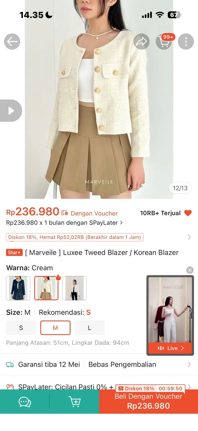 [ Marveile ] Luxee Tweed Blazer / Korean Blazer photo 1