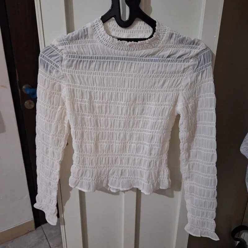 [H&M] White Smocked Top photo 1