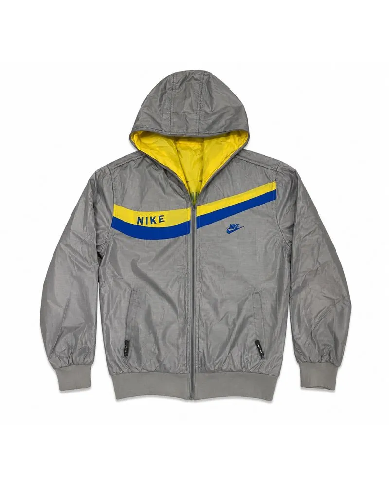 Vintage Nike Reversible Windrunner Hoodie Jacket Grey Yellow photo 1
