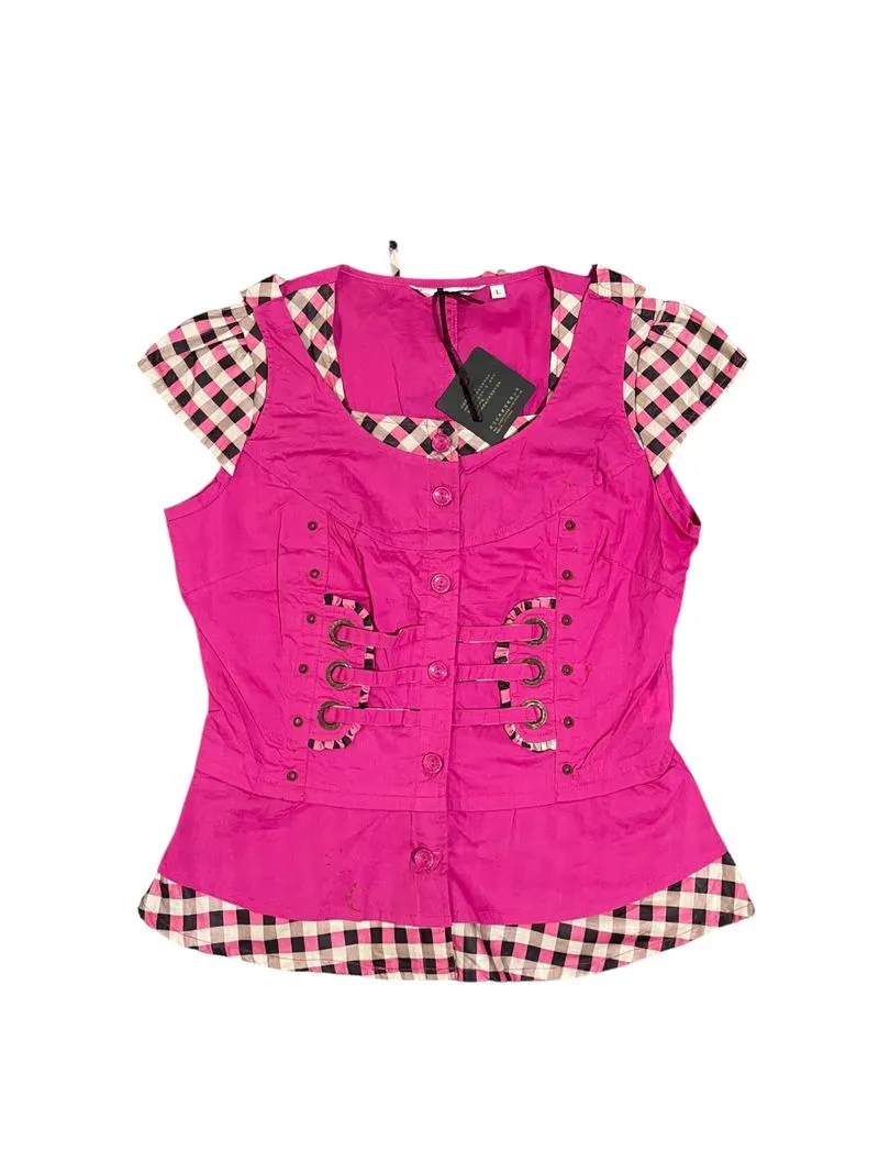 Y2K Japanese Plaid Vest Shirts photo 1