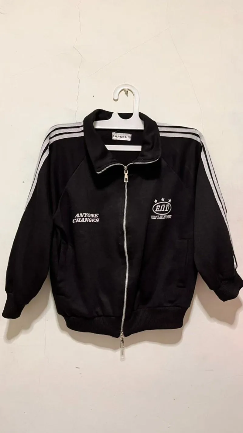 SWEATER JAKET CROP ZIPPER KOREAN HITAM TEBAL  photo 1