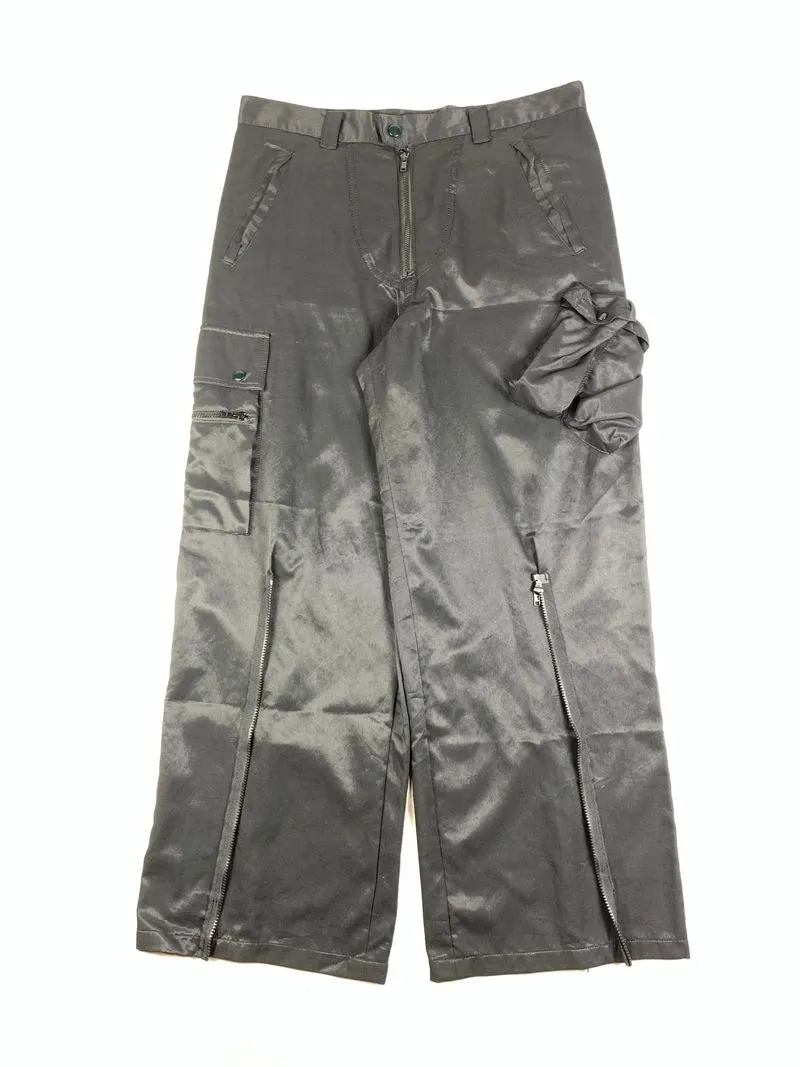 2000s Kensho Abe Shiny Black Convertible Cargo Pants (32) photo 1
