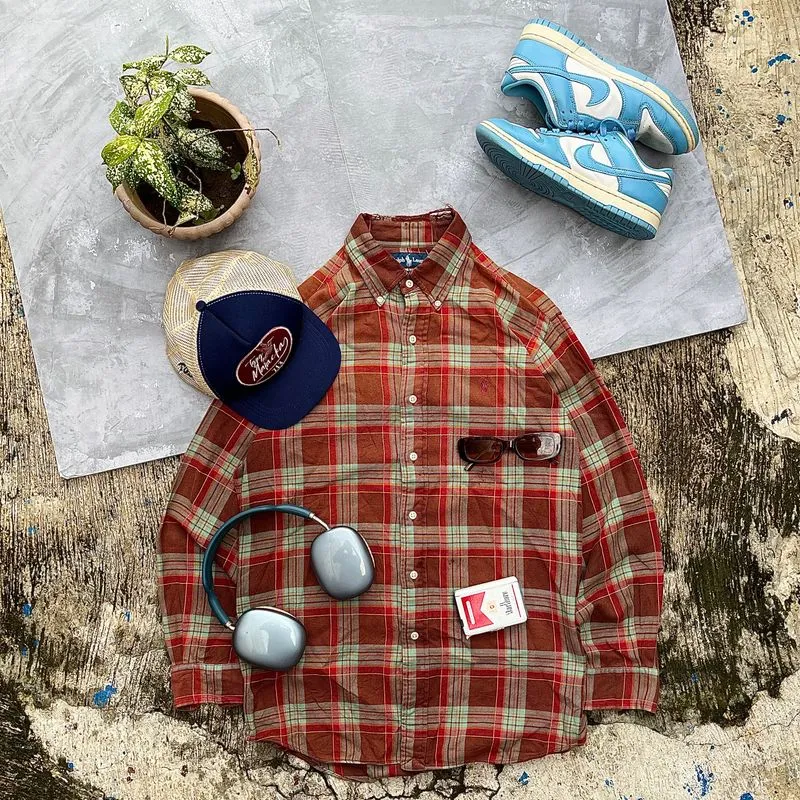 Polo Ralph Lauren Grunge Casual Casual shirt Pria brown khaki photo 1