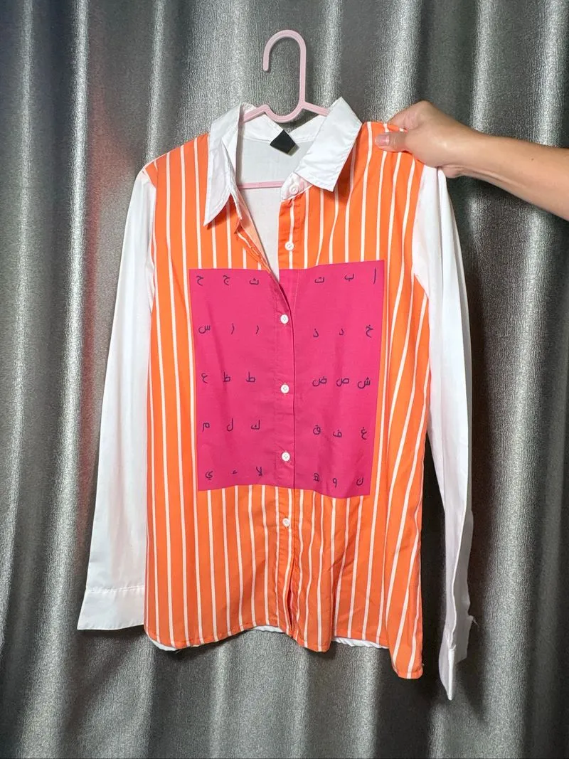 WHITE-ORANGE MONEL OVERSIZE SHIRT photo 1