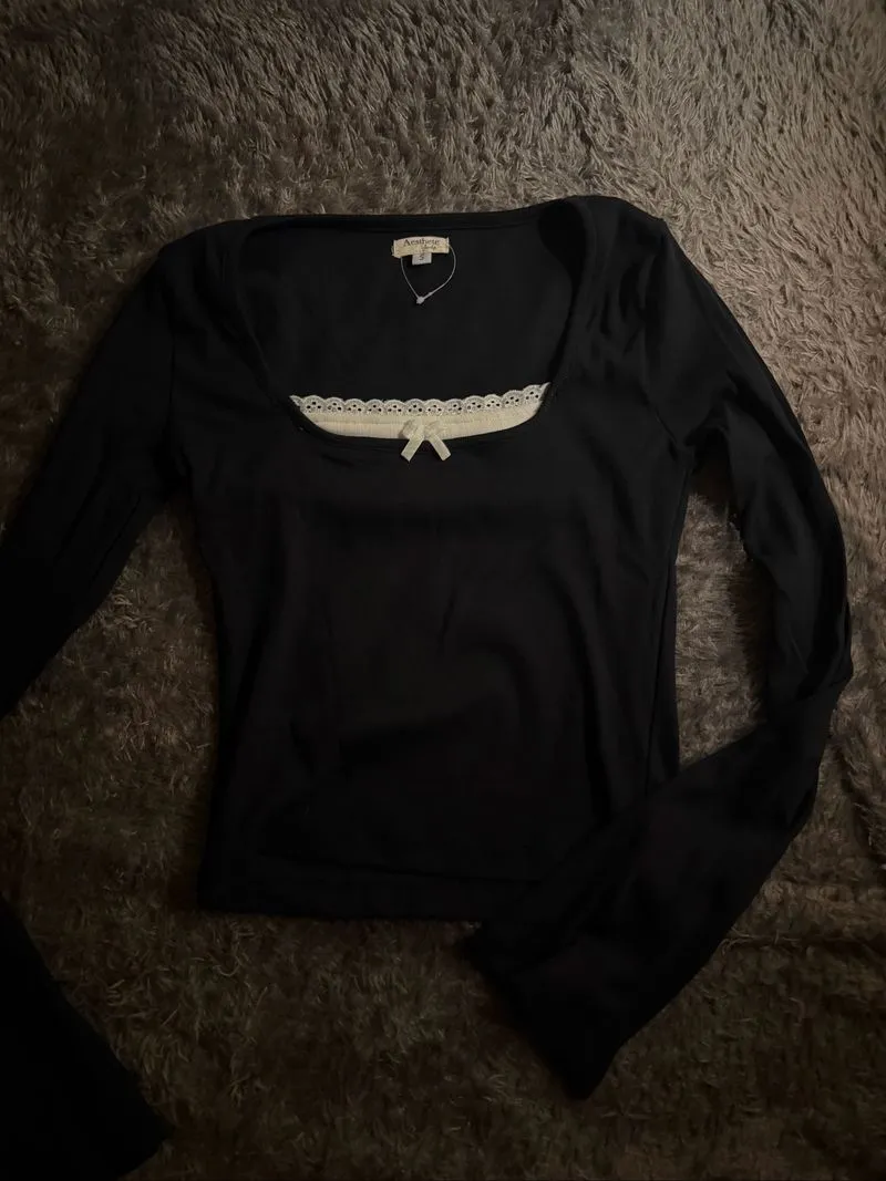 aesthate your life black longsleeve top photo 1
